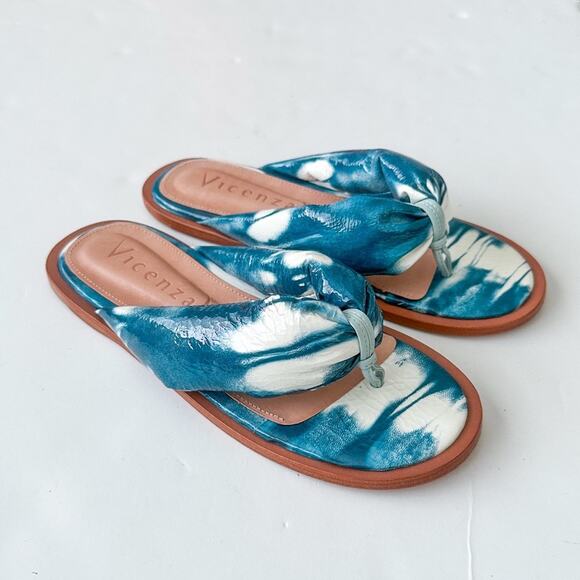 Anthropologie Shoes - Anthropologie Vicenza Alexia Puffy Flip-Flop Sandals 39/8 Blue Tie Dye